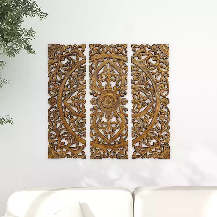 carved_mahogany_pc_triptych_wall_panels_8.webp Carved Mahogany 3-pc. Triptych Wall Panels>Kirklands Home Store