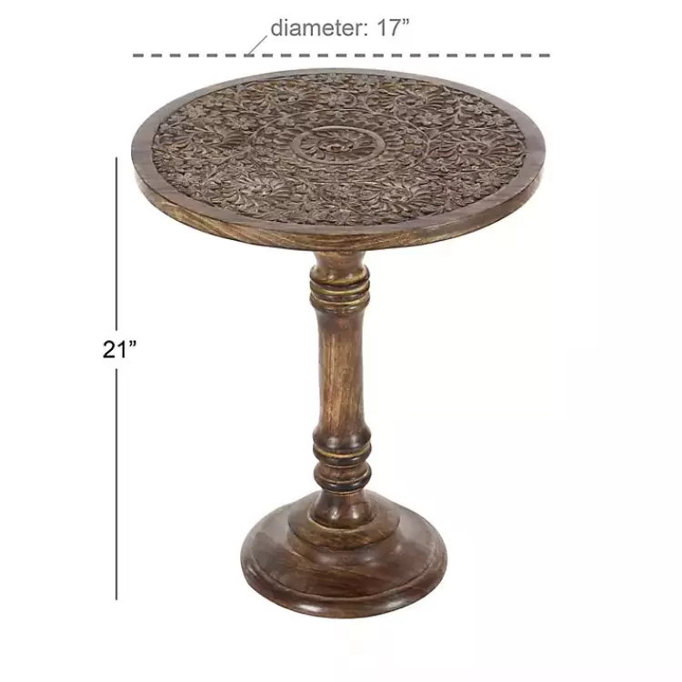 carved_mandala_mango_wood_accent_table_3.webp Carved Mandala Mango Wood Accent Table>Kirklands Home Clearance