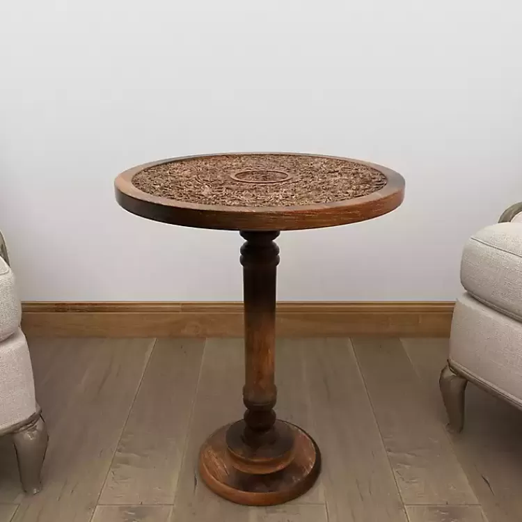 carved_mandala_mango_wood_accent_table_5.webp Carved Mandala Mango Wood Accent Table>Kirklands Home Clearance