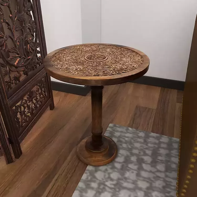 carved_mandala_mango_wood_accent_table_6.webp Carved Mandala Mango Wood Accent Table>Kirklands Home Clearance