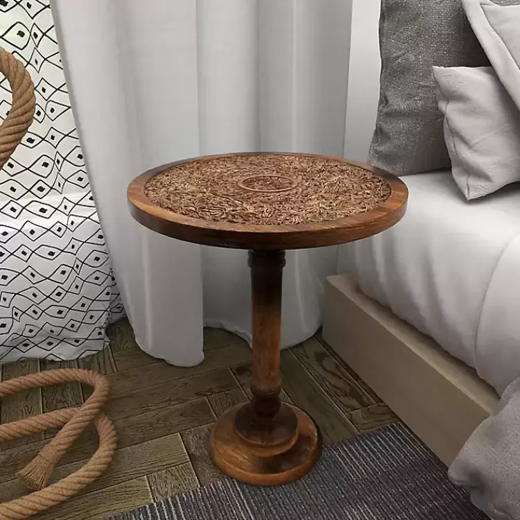 carved_mandala_mango_wood_accent_table_7.webp Carved Mandala Mango Wood Accent Table>Kirklands Home Clearance