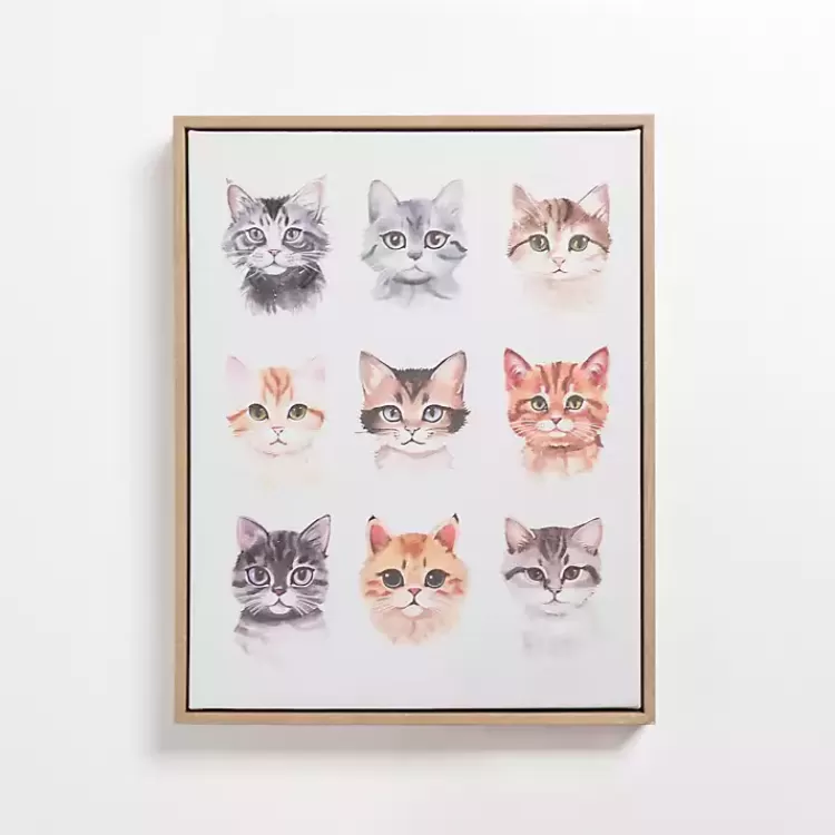 Cat Portraits Framed Canvas Art Print>Kirklands Home Clearance