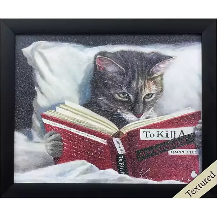 Cat Reading Framed Art Print>Kirklands Home Sale