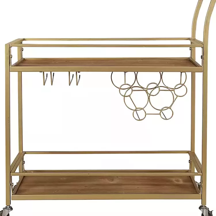 Celeste Gold Metal and Wood Bar Cart>Kirklands Home Flash Sale