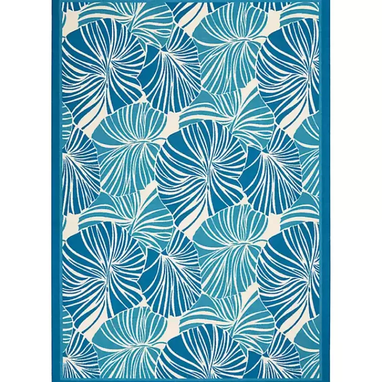 Cerulean Botanical Shells Outdoor Area Rug, 5x7>Kirklands Home Discount