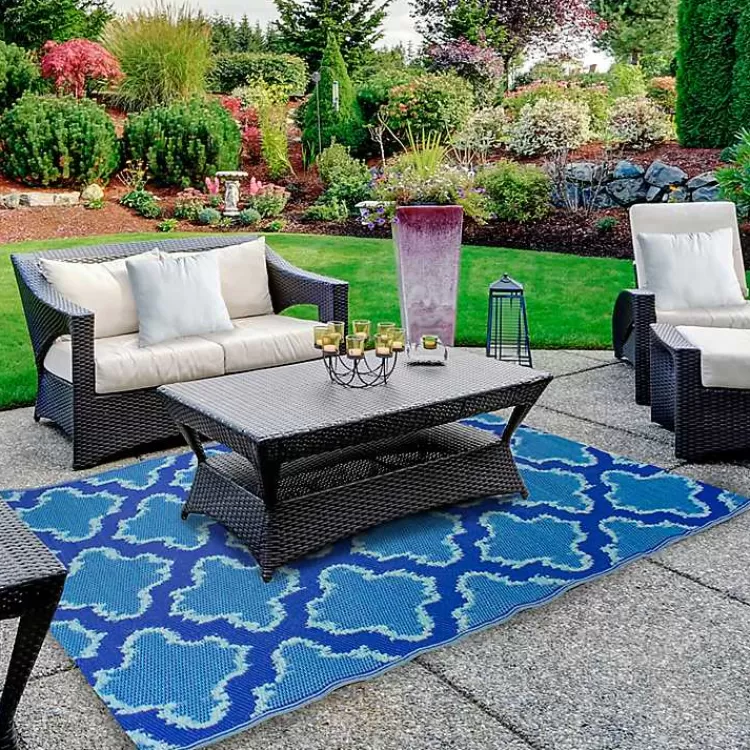 Cerulean Quatrefoil Outdoor Area Rug, 4x6>Kirklands Home Cheap