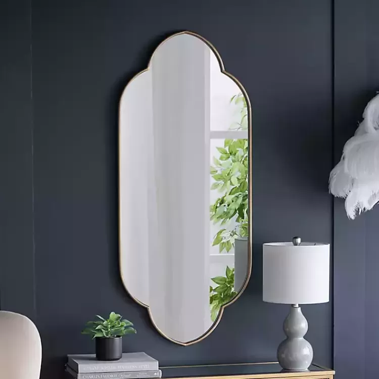Champagne Gold Long Quatrefoil Mirror>Kirklands Home Online