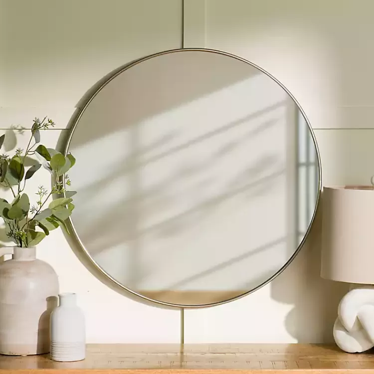 Champagne Nouveau Round Wall Mirror>Kirklands Home New