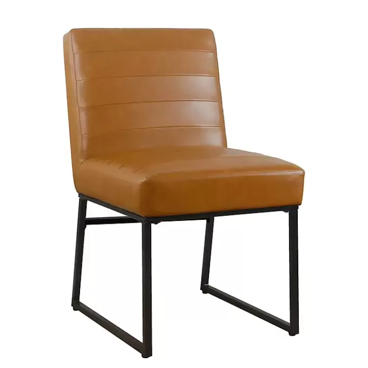 Channeled Carmel Leather Dining Chair>Kirklands Home Sale