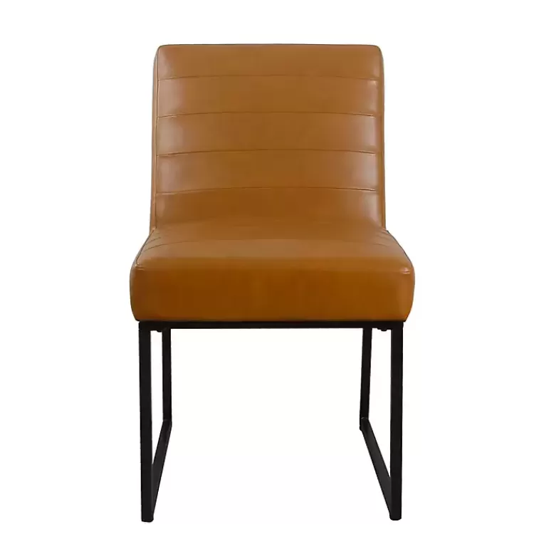Channeled Carmel Leather Dining Chair>Kirklands Home Sale