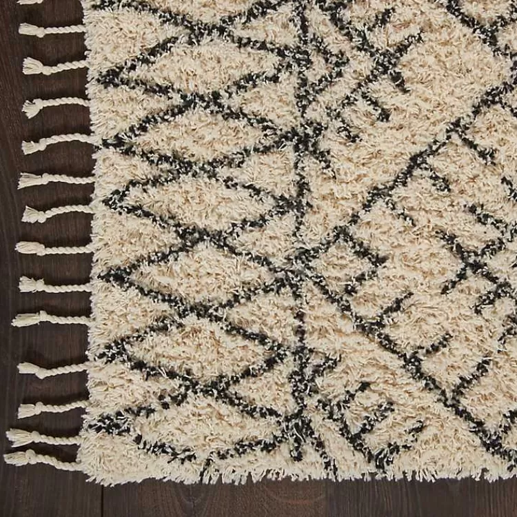 Charcoal and Ivory Linear Fringe Runner, 2x6>Kirklands Home Clearance