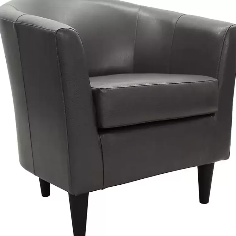 Charcoal Faux Leather Winslow Accent Chair>Kirklands Home Shop