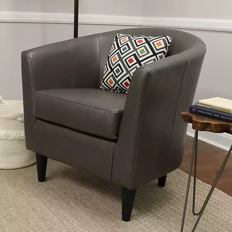 Charcoal Faux Leather Winslow Accent Chair>Kirklands Home Shop