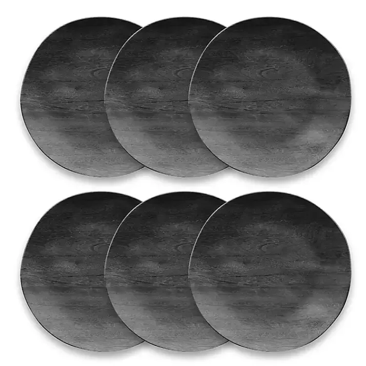 Charcoal Faux Wood Melamine Dinner Plate, Set of 6>Kirklands Home Hot