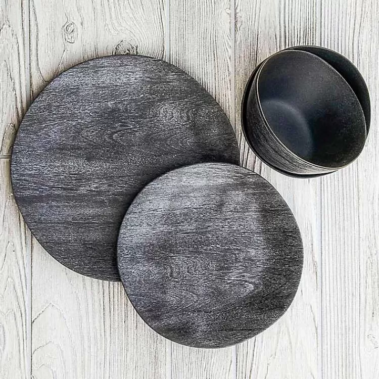charcoal_faux_wood_melamine_dinner_plate_set_of__2.webp Charcoal Faux Wood Melamine Dinner Plate, Set of 6>Kirklands Home Hot