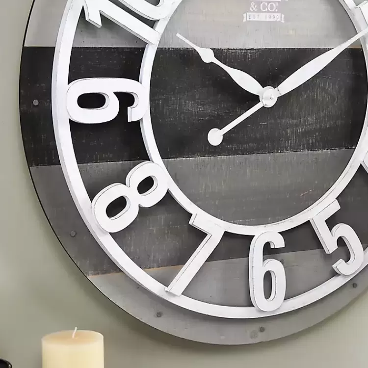 charcoal_gray_and_white_plank_wall_clock_2.webp Charcoal and White Plank Wall Clock>Kirklands Home Outlet
