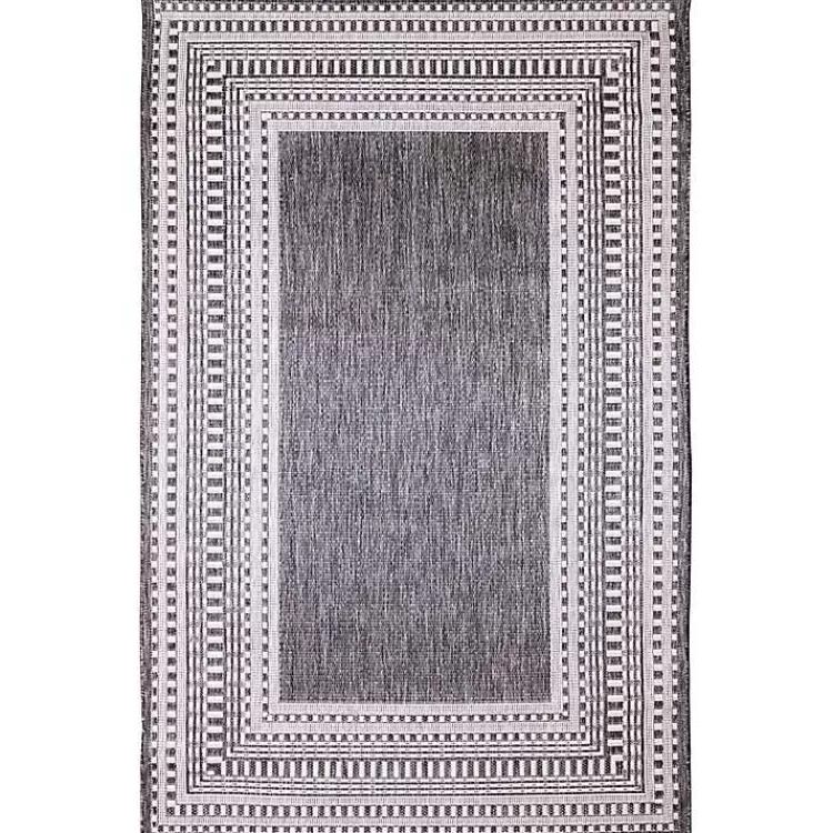 Charcoal Linear Macy Indoor/Outdoor Area Rug, 7x9>Kirklands Home Outlet
