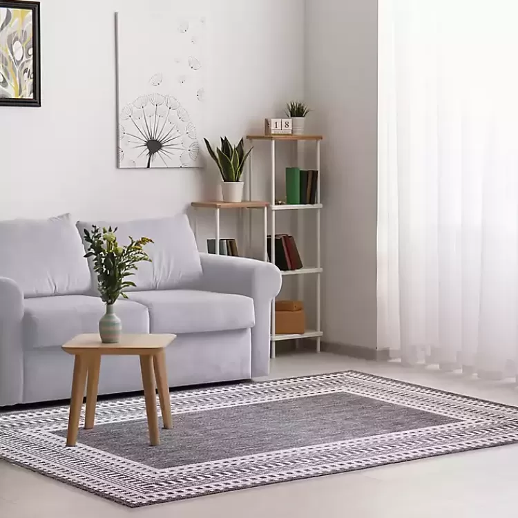 Charcoal Linear Macy Indoor/Outdoor Area Rug, 4x7>Kirklands Home Hot