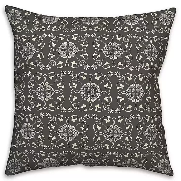 Charcoal Medallion Indoor/Outdoor Pillow>Kirklands Home Outlet