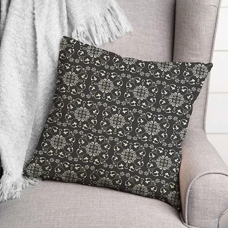 Charcoal Medallion Indoor/Outdoor Pillow>Kirklands Home Outlet