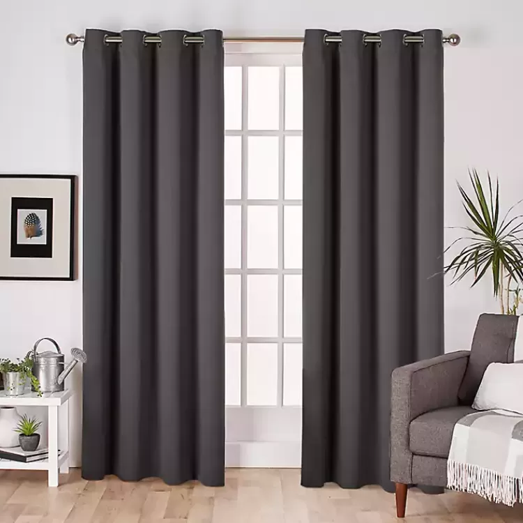 Charcoal Sateen Curtain Panel Set, 96 in.>Kirklands Home Shop