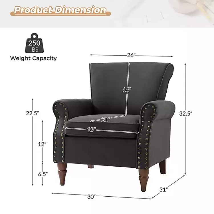 charcoal_upholstered_henry_armchair_2.webp Charcoal Upholstered Henry Armchair>Kirklands Home Best