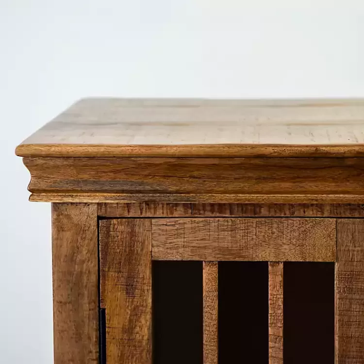 Charlie Natural Mango Wood Windowpane Cabinet>Kirklands Home Discount