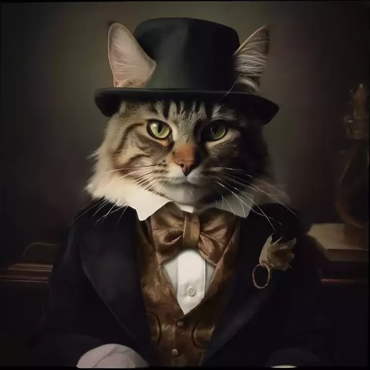 Charming Victorian Cat Framed Canvas Art Print>Kirklands Home Fashion