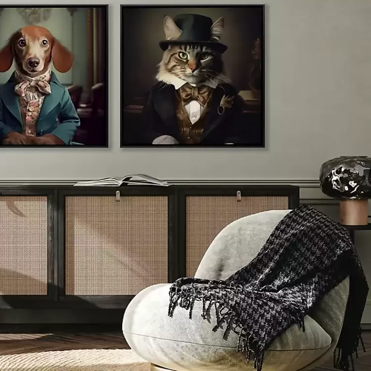Charming Victorian Cat Framed Canvas Art Print>Kirklands Home Fashion