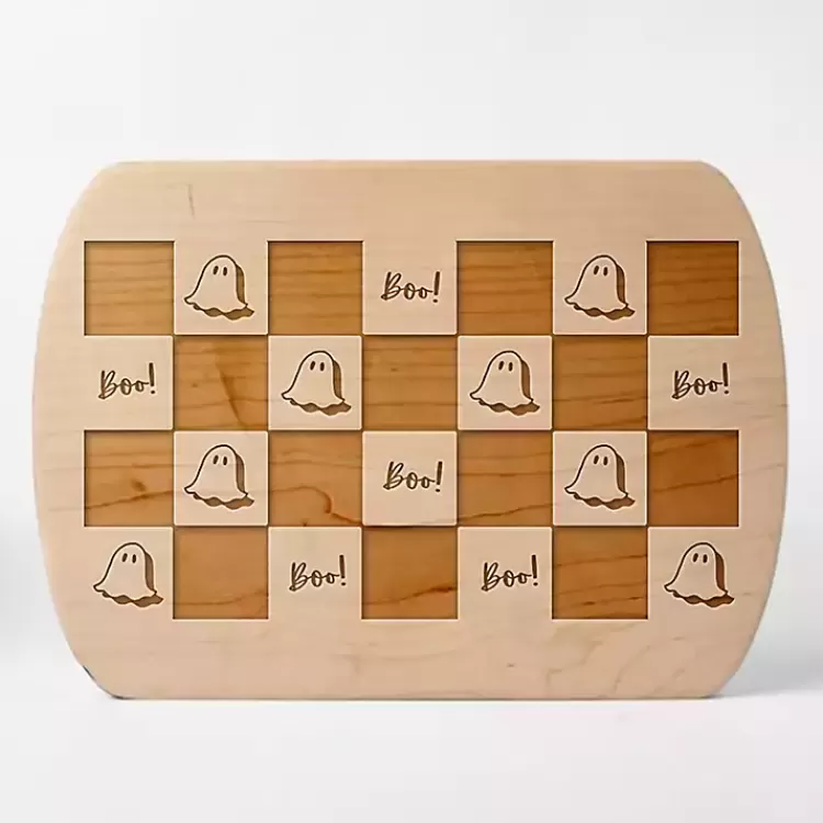 Checkered Ghost Maple Halloween Cutting Board>Kirklands Home Flash Sale