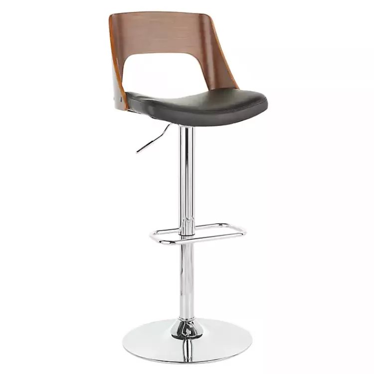 Cherry Wood and Leather Swivel Bar Stool>Kirklands Home Clearance