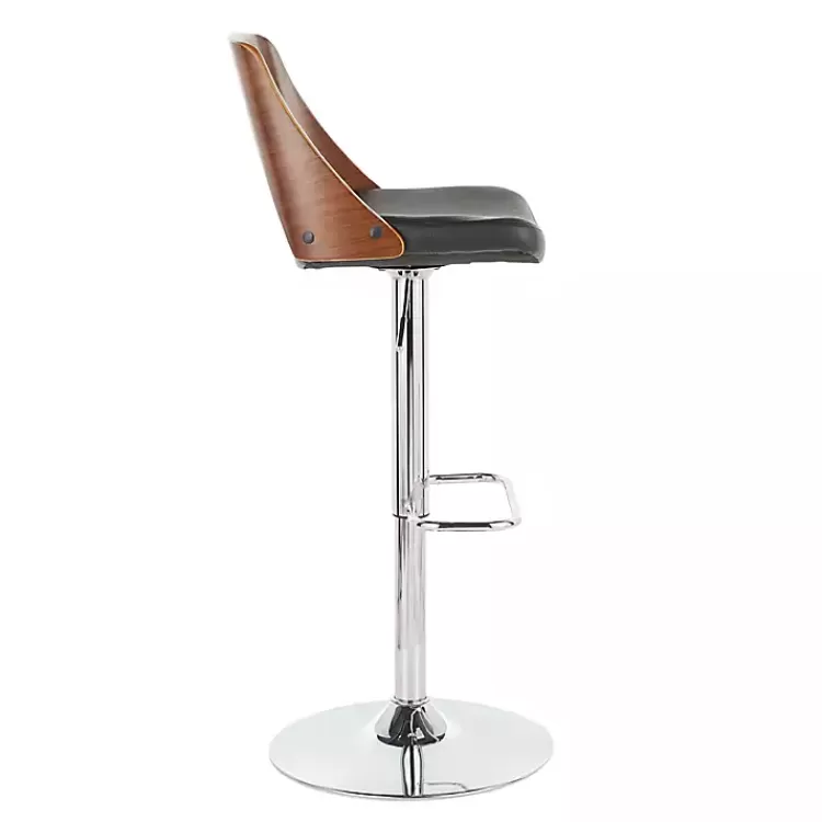 Cherry Wood and Leather Swivel Bar Stool>Kirklands Home Clearance
