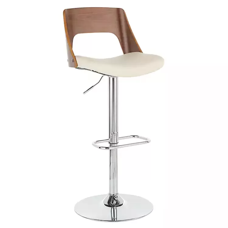 Cherry Wood and Leather Swivel Bar Stool>Kirklands Home Outlet