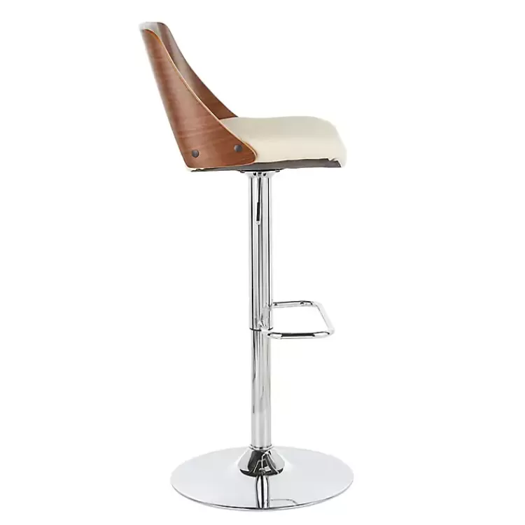 Cherry Wood and Leather Swivel Bar Stool>Kirklands Home Outlet