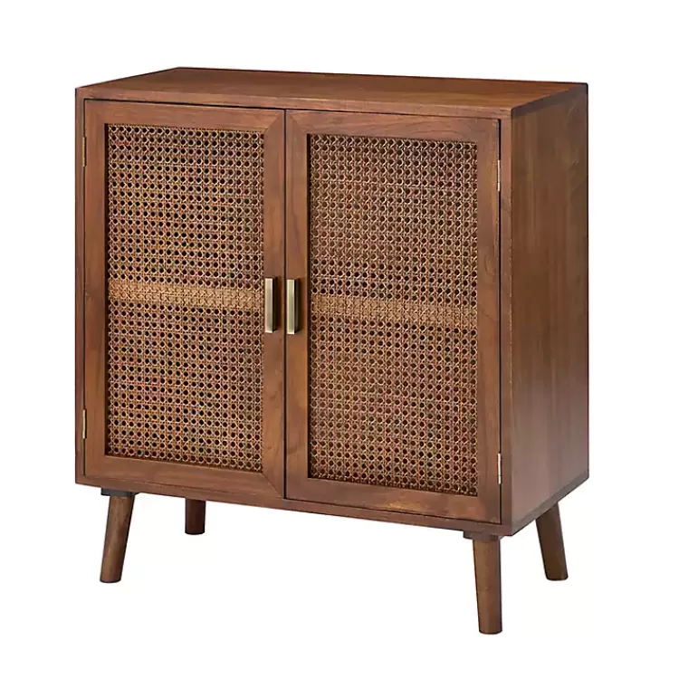 Cherry Wood Frame Rattan Front Cabinet>Kirklands Home Fashion