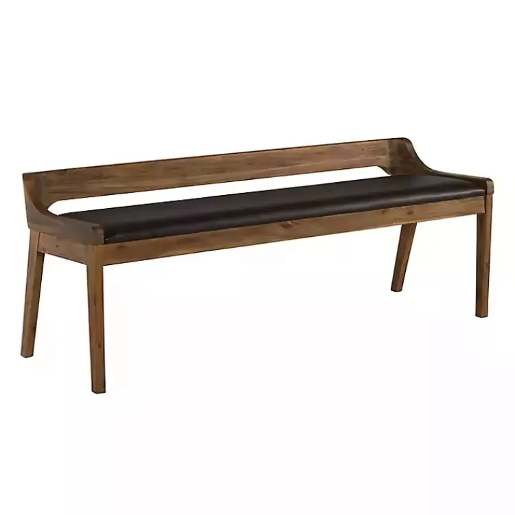Chestnut Acacia Wood Cushioned Bench>Kirklands Home Cheap