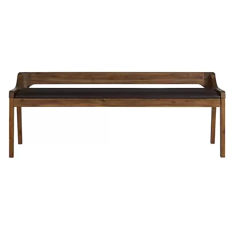Chestnut Acacia Wood Cushioned Bench>Kirklands Home Cheap