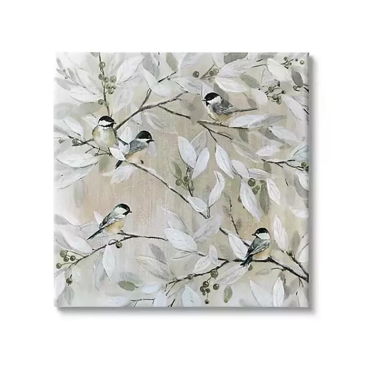 Chickadee Birds on Branch Canvas Art Print, 30x30>Kirklands Home Sale