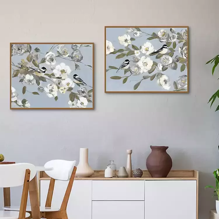 Chickadee Blossoms Framed Canvas Prints, Set of 2>Kirklands Home Store