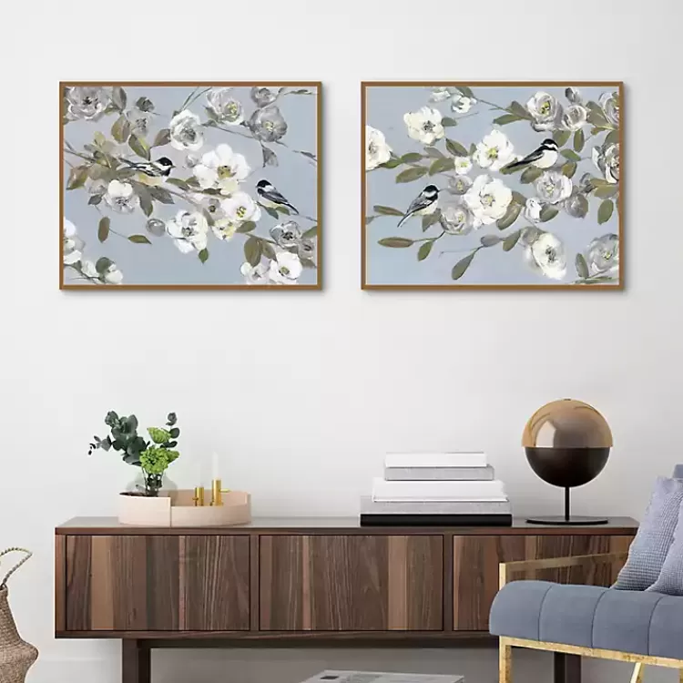 chickadee_blossoms_framed_canvas_prints_set_of__2.webp Chickadee Blossoms Framed Canvas Prints, Set of 2>Kirklands Home Store