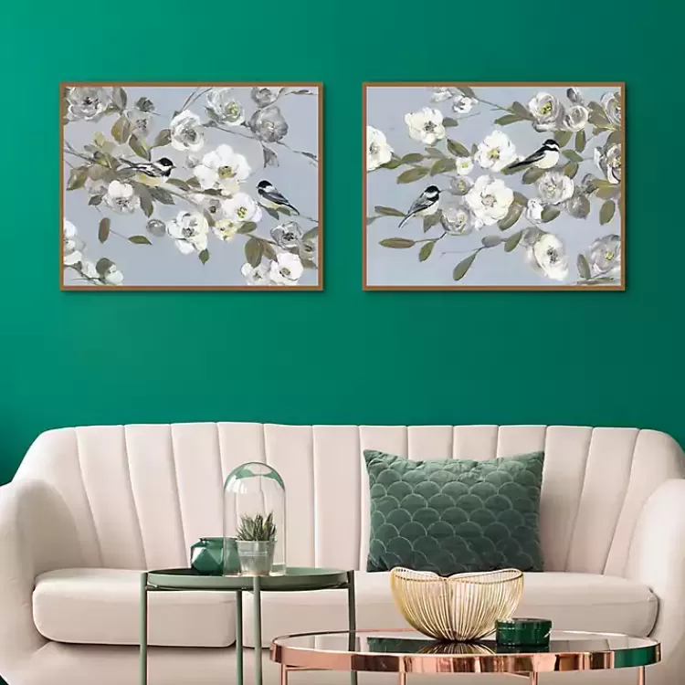 chickadee_blossoms_framed_canvas_prints_set_of__3.webp Chickadee Blossoms Framed Canvas Prints, Set of 2>Kirklands Home Store
