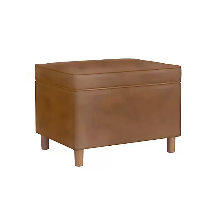 Chocolate Faux Leather Storage Ottoman>Kirklands Home Sale