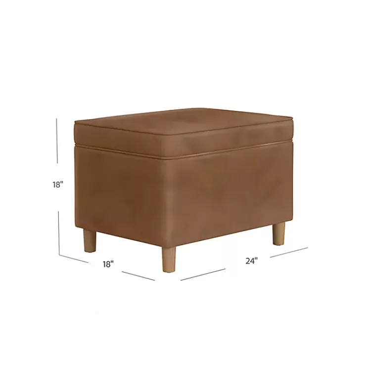 Chocolate Faux Leather Storage Ottoman>Kirklands Home Sale