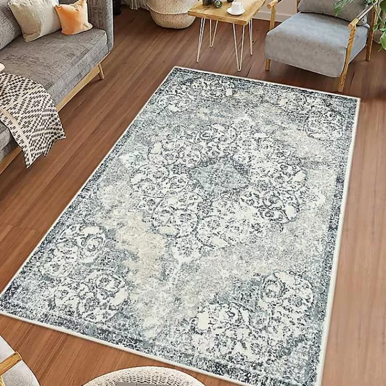Cholet Ivory Blue Medallion Area Rug, 5x7>Kirklands Home Hot