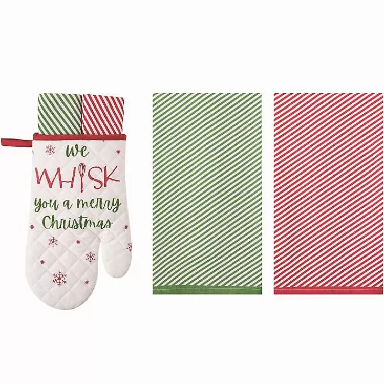 Christmas 3-pc. Oven Mitt and Kitchen Towel Set>Kirklands Home Discount