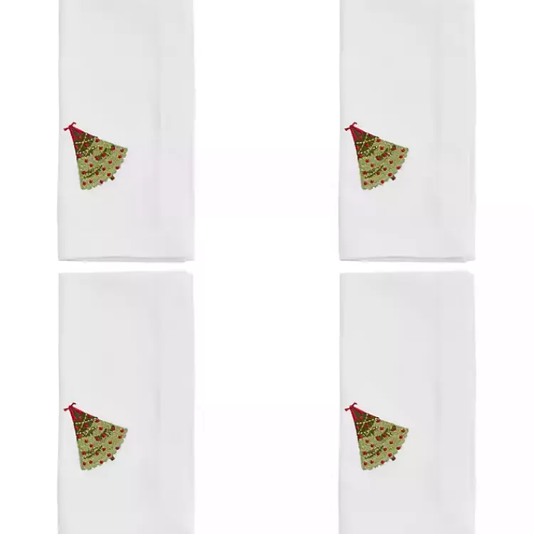 christmas_tree_embroidered_pc_napkin_set_2.webp Christmas Tree Embroidered 4-pc. Napkin Set>Kirklands Home Cheap
