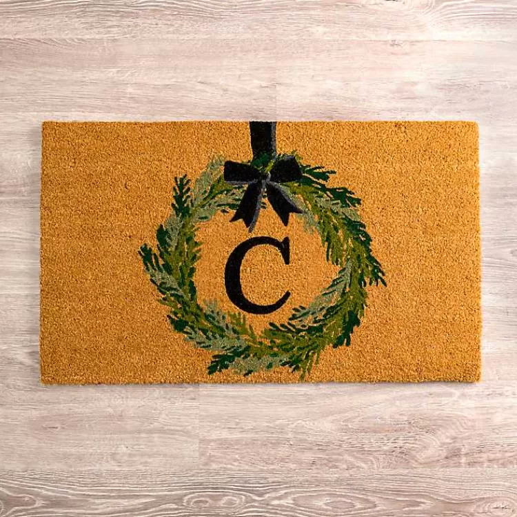 Christmas Wreath Monogram C Doormat>Kirklands Home Outlet