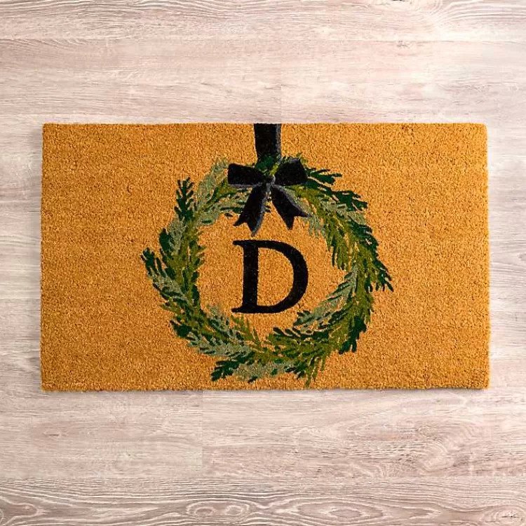 Christmas Wreath Monogram D Doormat>Kirklands Home Hot