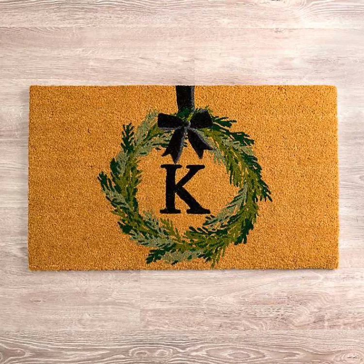 Christmas Wreath Monogram K Doormat>Kirklands Home Best Sale