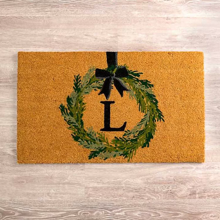 Christmas Wreath Monogram L Doormat>Kirklands Home Online